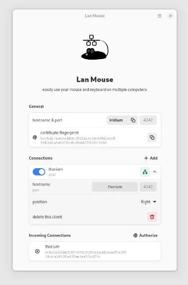 Lan Mouse(跨平台鼠标和键盘共享软件)