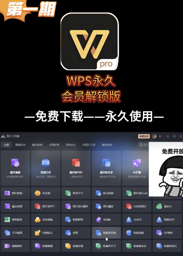 WPS永久会员解锁版最新版，所有VIP功能全部免费使用