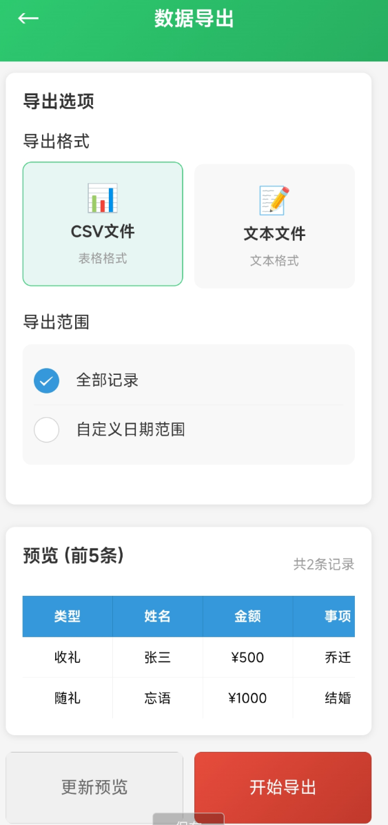 电子礼簿系统app 登记和查看人情往来、宴请宾客、欠账收款的金额礼品等信息