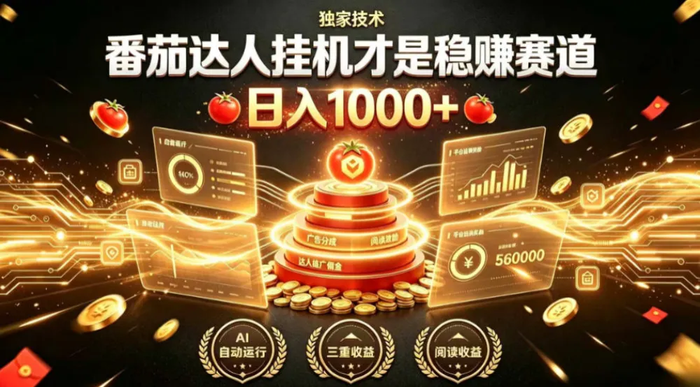 别再瞎找副业!番茄达人挂G才是稳賺赛道,日入1000+,全程傻瓜式操作,可矩阵放大 别再瞎找副业!番茄达人挂G才是稳賺赛道,日入1000+,全程傻瓜式操作,可矩阵放大