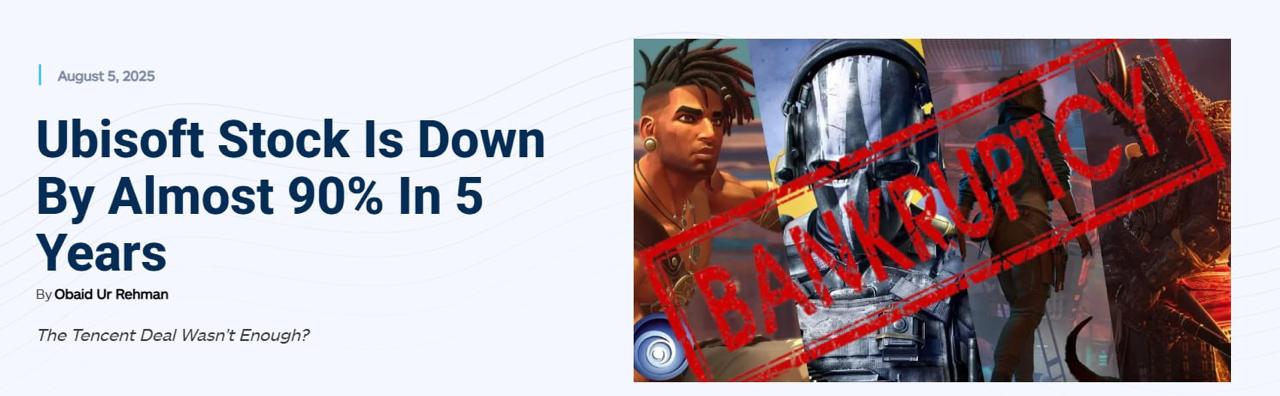 育碧股价五年内暴跌近 90% 面临破产风险_热门事件_值得一看_小罗资源网