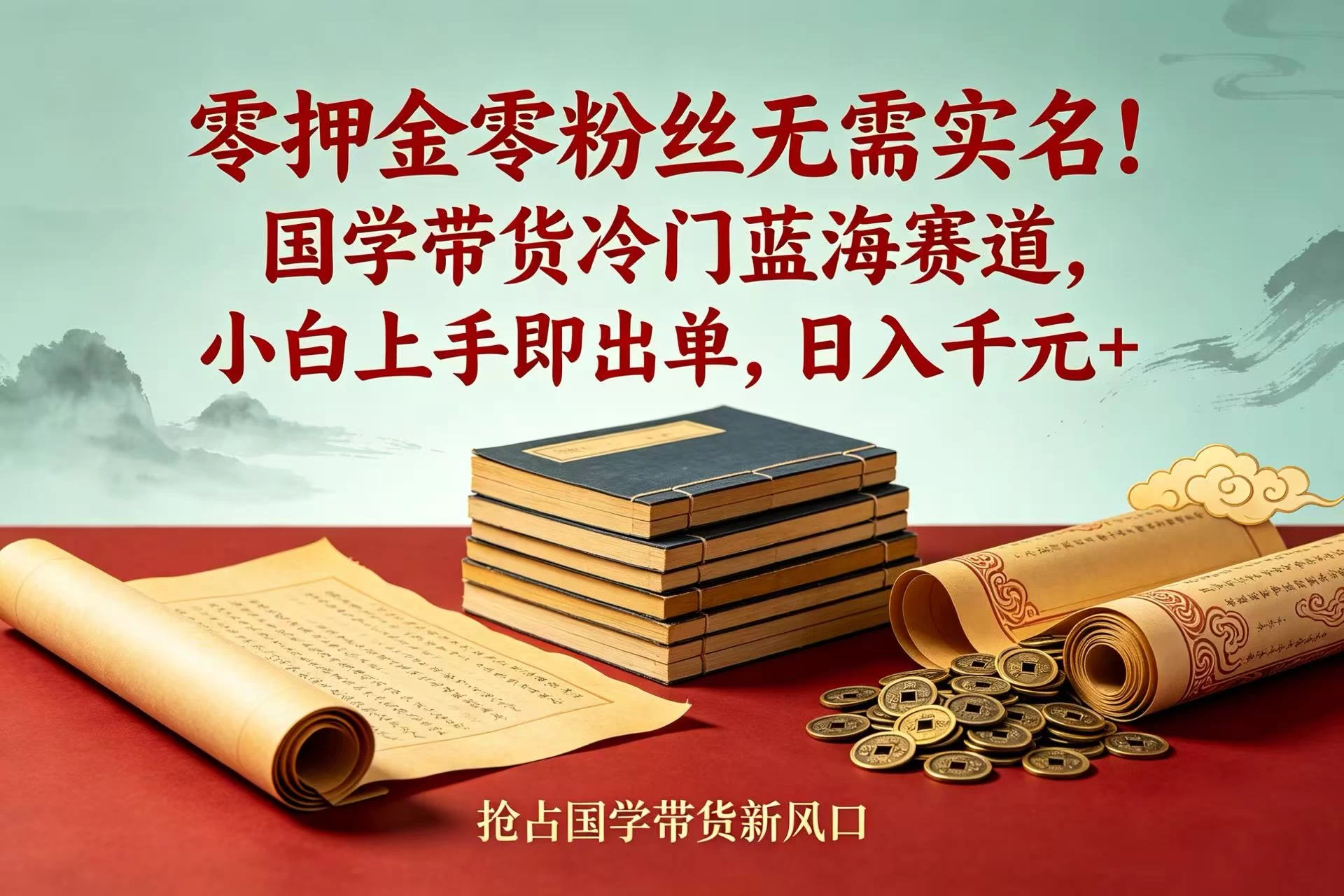 零押金零粉丝无需实名!国学带货冷门蓝海赛道,小白上手即出单,日入千元 +-颜夕资源网-第18张图片 零押金零粉丝无需实名!国学带货冷门蓝海赛道,小白上手即出单,日入千元 +