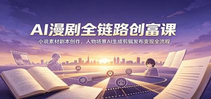 AI漫剧全链路创富课：小说素材剧本创作，人物场景AI生成剪辑发布变现全流程