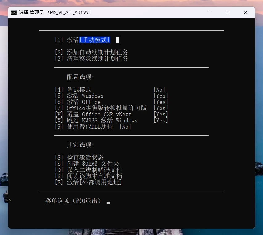 KMS VL ALL AIO 55 支持Windows和Office