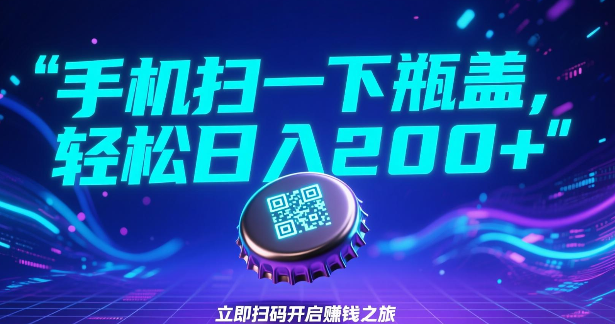 手机扫一下瓶盖,轻松日入200+