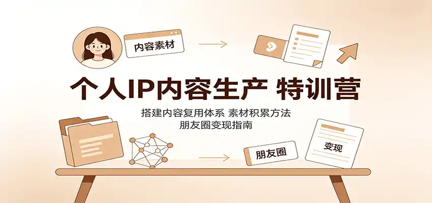 个人IP内容生产特训营：搭建内容复用体系，素材积累方法，朋友圈变现指南