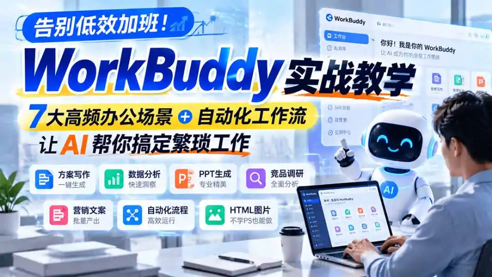 告别低效加班!WorkBuddy实战教学,7大高频办公场景+自动化工作流,让AI帮你搞定繁琐工作