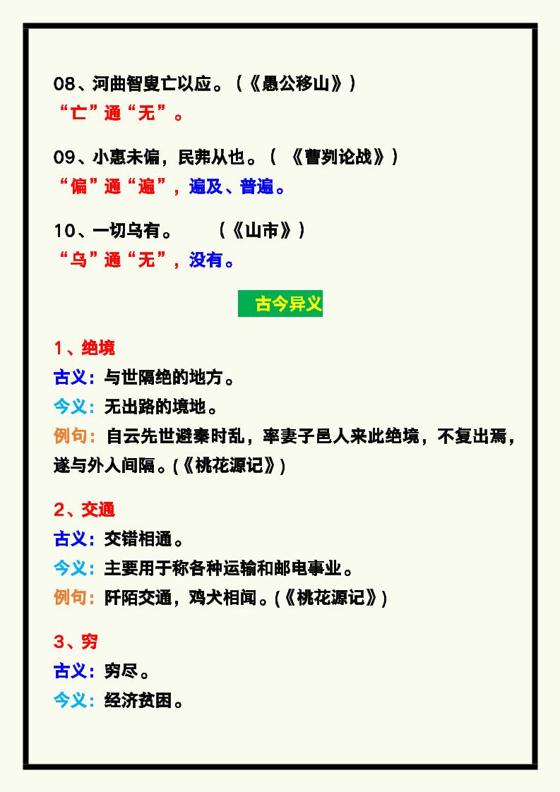 【2025秋新版】四年级语文上册《文言文知识点》，考试必考！
