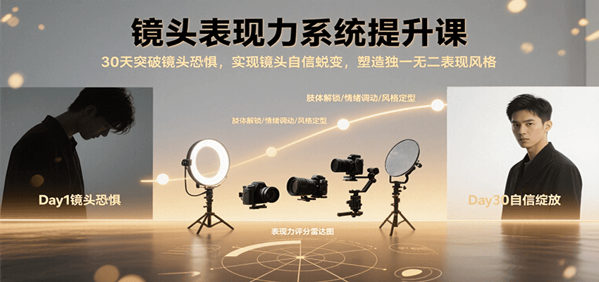 镜头表现力系统提升课，30天突破镜头恐惧实现自信蜕变，塑造独一无二表现风格