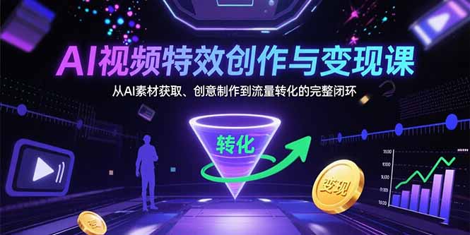 AI视频特效创作与变现课:从AI素材获取、创意制作到流量转化的完整闭环