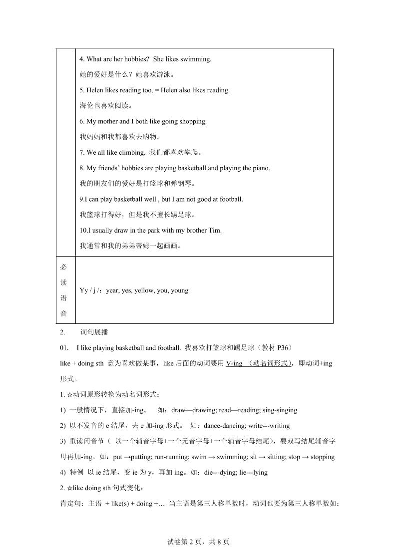 【单元热点难点】译林版（三起）英语五年级上册Unit4Hobbies教材划重点