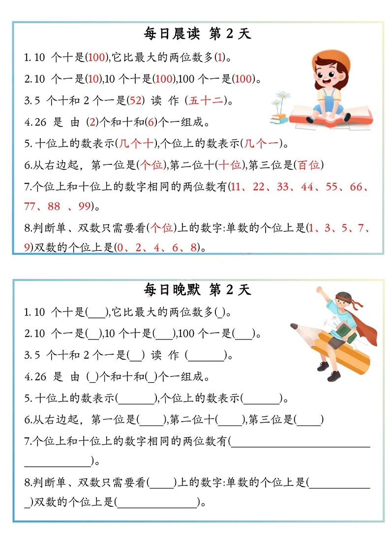新一上数学早读晚默必会知识汇总(10页)