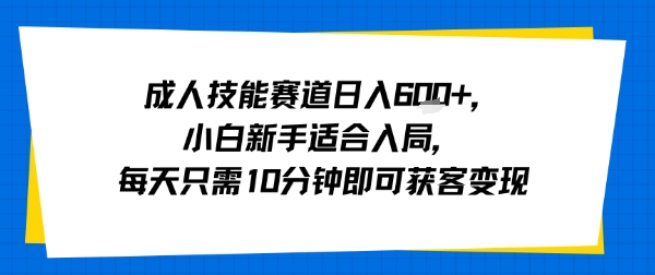 成人技能赛道日入多张，小白新手适合入局，每天只需10分钟即可获客变现