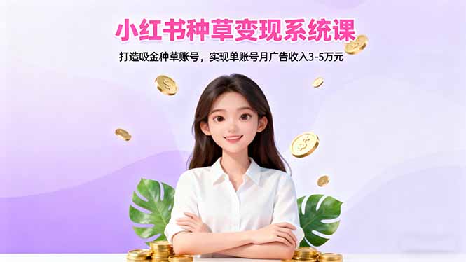 小红书种草变现系统课:打造吸金种草账号,实现单账号月广告收入3-5万元