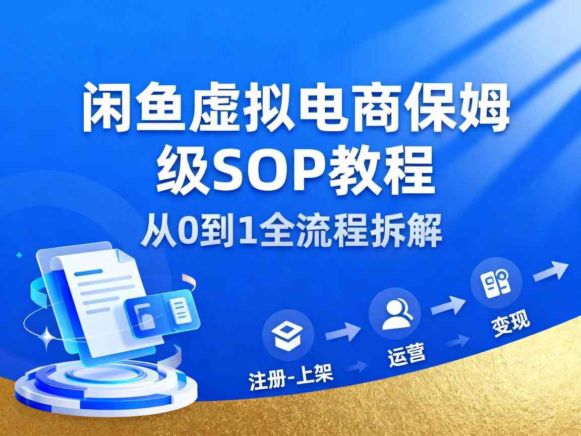 闲鱼虚拟电商,月入轻松过1W,保姆级SOP教程