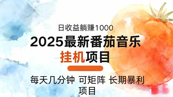 2025年最新番茄音乐人挂机项目，每天几分钟，月入1000＋，可矩阵，一台...