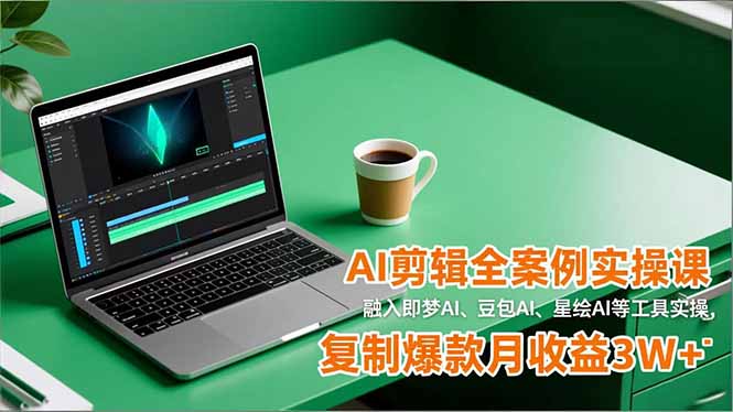 AI剪辑全案例实操课，融入即梦AI、豆包AI、星绘AI等工具实操，复制爆款月收益3W+