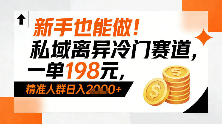 新手也能做！私域离异冷门赛道，一单198，精准人群日入1k+