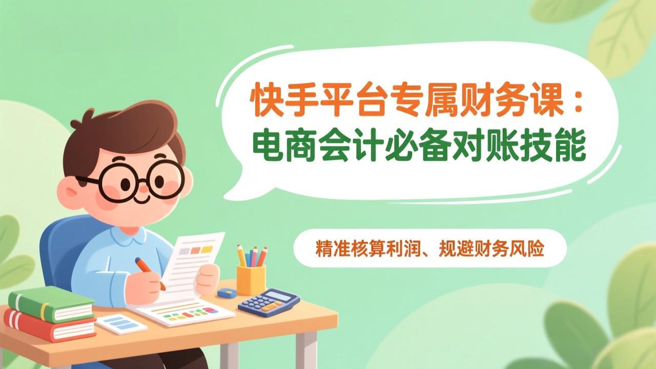 快手平台专属财务课：电商会计必备对账技能，精准核算利润、规避财务风险