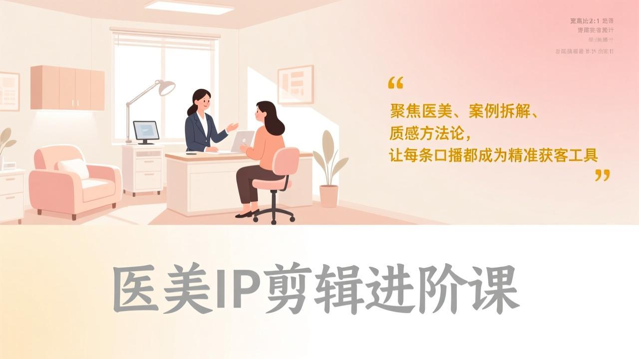 医美IP剪辑进阶课,聚焦医美、案例拆解、质感方法论,让每条口播都成为精准获客工具