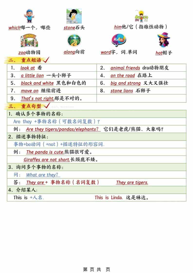 三年级下英语1-6单元考点知识清单《外研版（三起）》