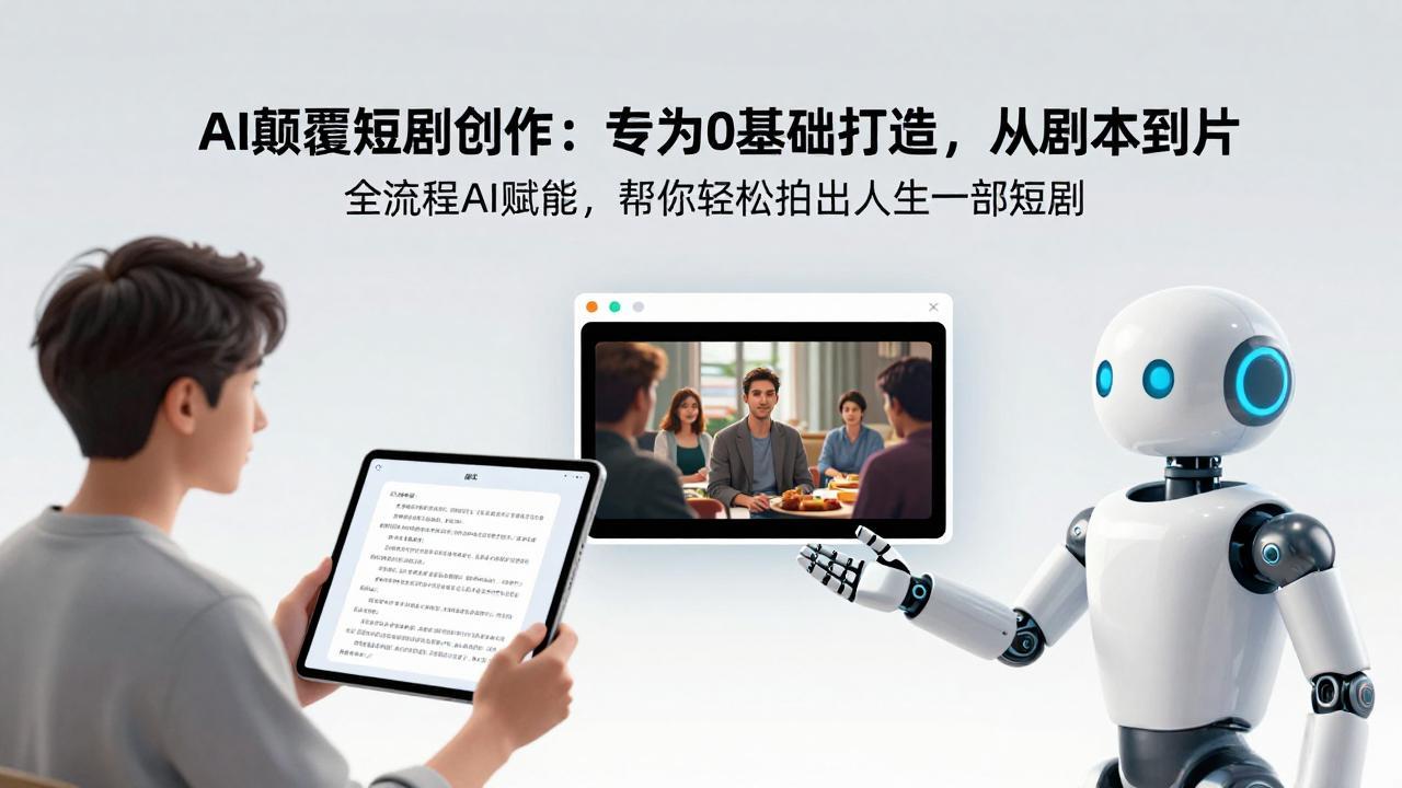 AI颠覆短剧创作：专为0基础打造，从剧本到成片全流程AI赋能，帮你轻松拍出人生第一部短剧