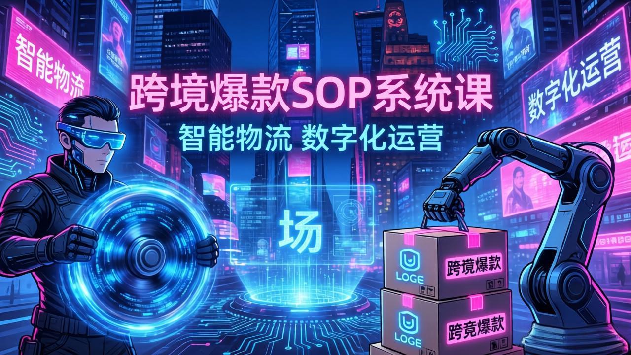 跨境爆款SOP系统课，“内容飞轮+精准投放+AI自动化”为核心，拆解“人×货×场”黄金公式