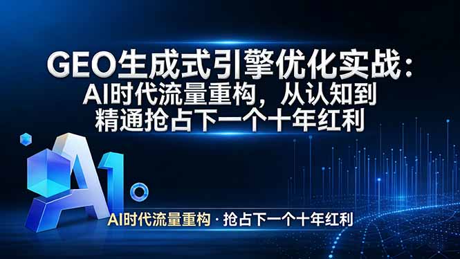 GEO 生成式引擎优化实战:AI时代流量重构,从认知到精通抢占下一个十年红利