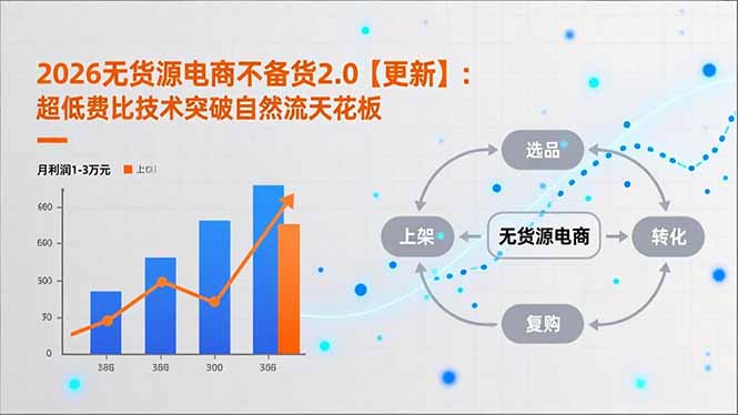 2026无货源电商不备货2.0【更新-3月】:超低费比技术突破自然流天花板,单店月利润1-3万元