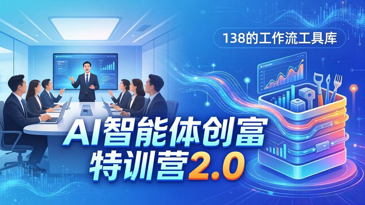 AI智能体创富训练营2.0：3天闭门直播+视频课+工具库，从0到1搭建智能体附138个工作流