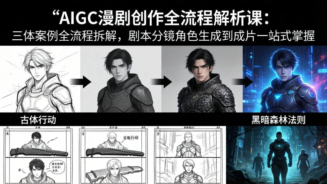 AIGC漫剧创作全流程解析课：三体案例全流程拆解，剧本分镜角色生成到成片一站式掌握