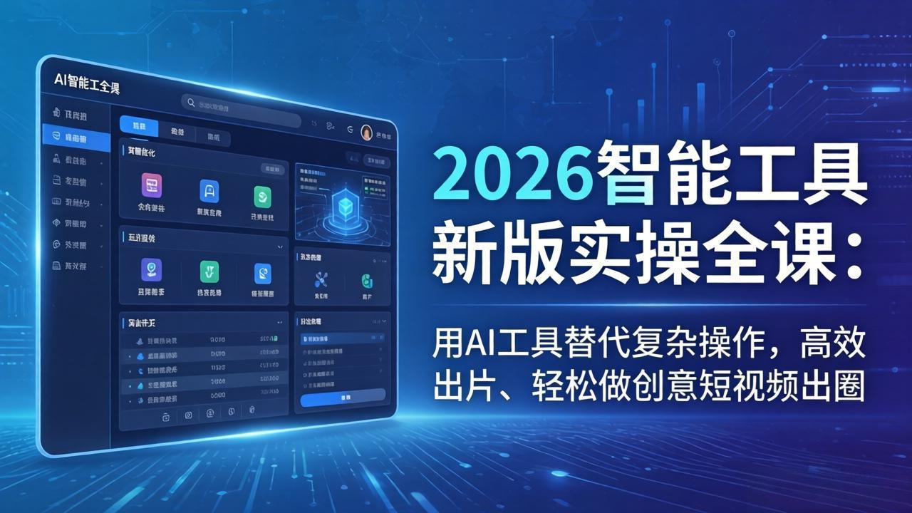 2026智能工具新版实操全课:用AI工具替代复杂操作,高效出片、轻松做创意短视频出圈