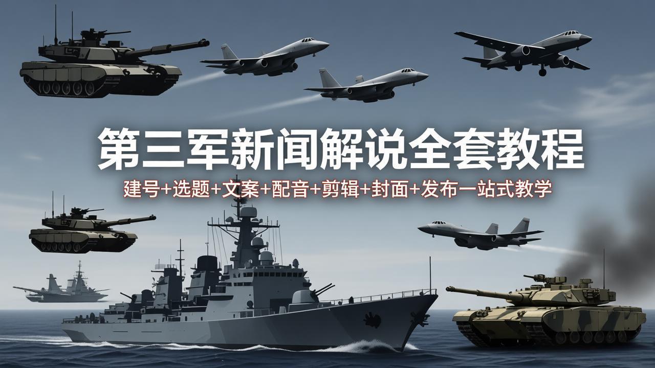 第三军迷新闻解说全套教程：建号+选题+文案+配音+剪辑+封面+发布一站式教学