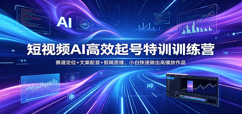 短视频AI高效起号特训训练营：赛道定位+文案配音+剪辑思维，小白快速做出高播放作品