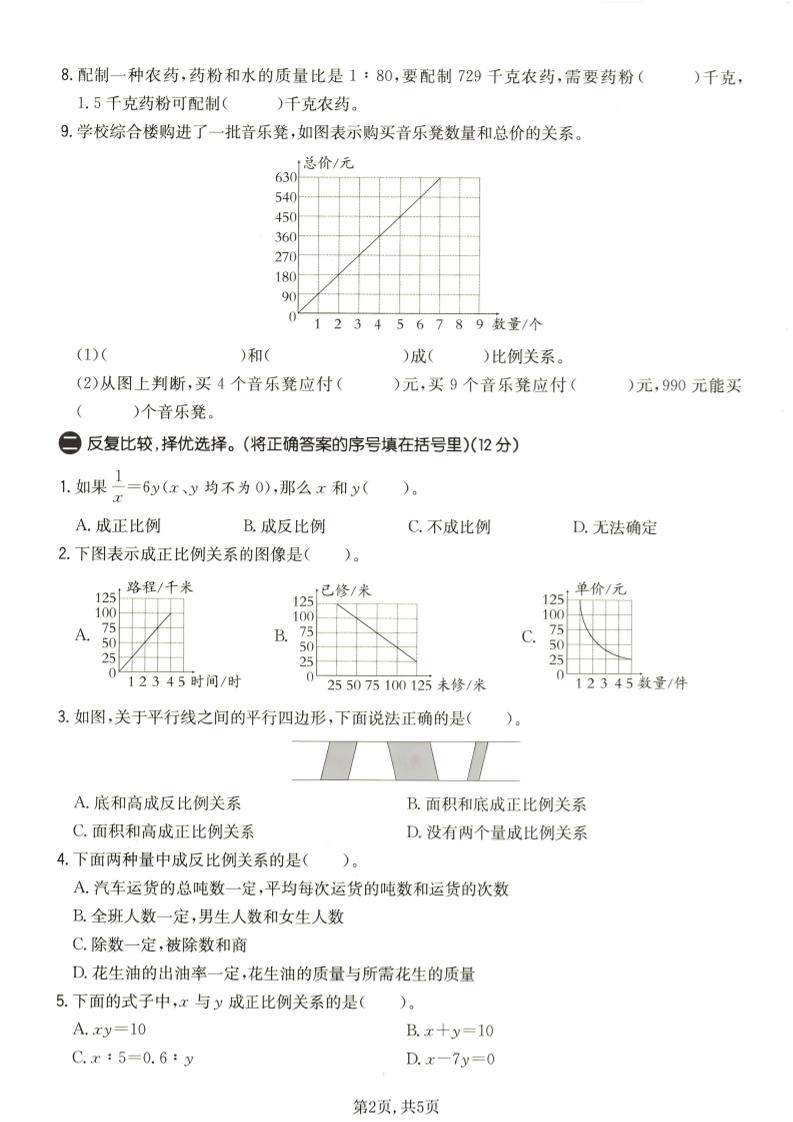 六年级下数学第六单元质量检测卷1《苏教版》