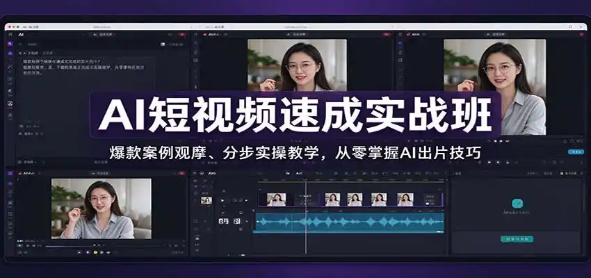 AI短视频速成实战班:爆款案例观摩、分步实操教学,从零掌握AI出片技巧