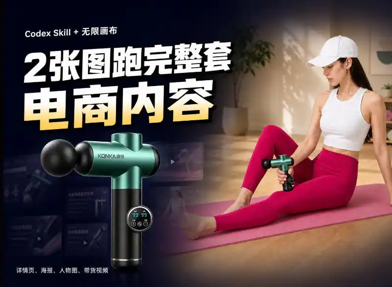Codex+Skill+无限画布：两张图跑出一整套电商内容