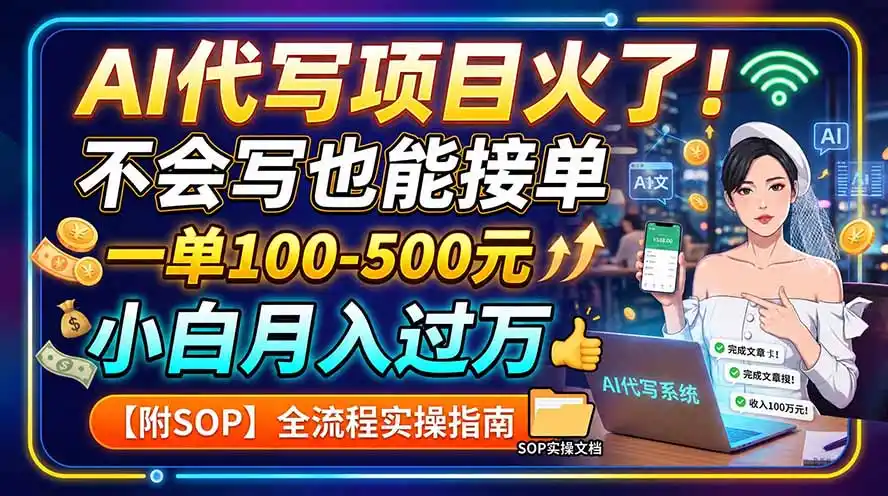 AI代写项目火了!不会写也能接单,一单100-500元,小白月入过万【附SOP】