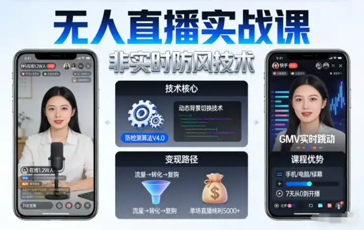 宝子哥无人直播实战课,非实时防风技术,聚焦抖音快手等平台直播带货,轻松开启直播变现之路(更新2026年08月31日)