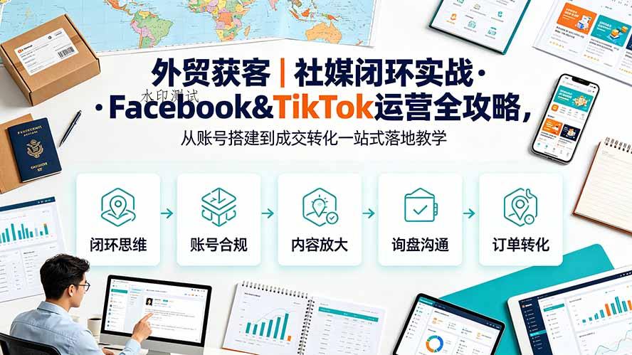 外贸获客|社媒闭环实战·Facebook&TikTok运营全攻略,从账号搭建到成交转化一站式落地教学