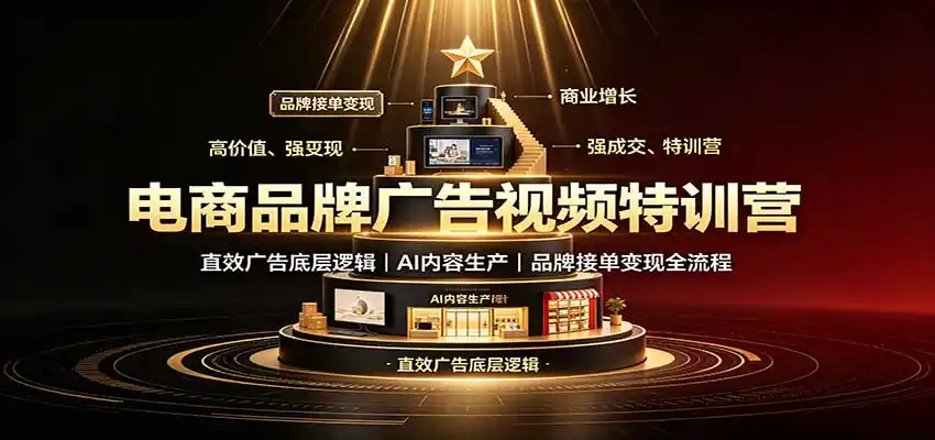 电商品牌广告视频特训：直效广告底层逻辑，AI内容生产，品牌接单变现全流程