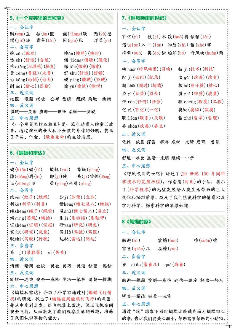 三升四年级上册语文彩虹课课贴(7页)-四上语文