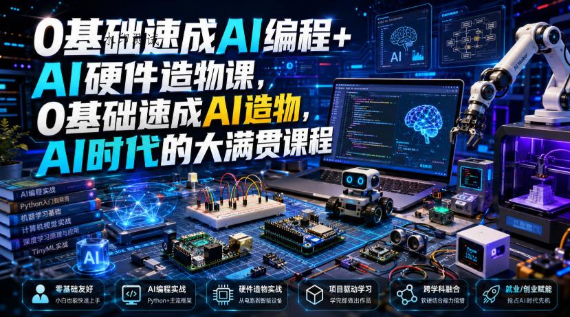0基础速成AI编程+AI硬件造物课,0基础速成AI造物,AI时代的大满贯课程
