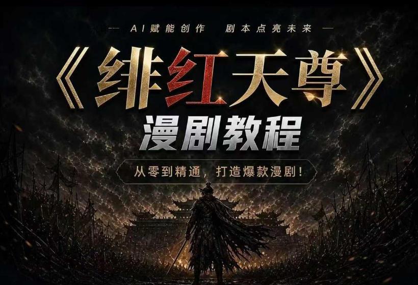 绯红天尊AI漫剧系统教程｜从零入门到精通，工具运用+剧本创作+爆款逻辑+提示词素材+镜头剪辑，全套爆款漫剧落地实战课