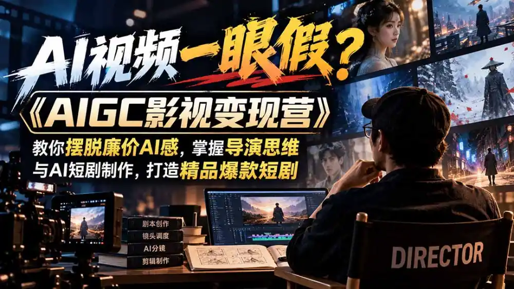 【无水印】AI视频一眼假?《AIGC影视变现营》教你摆脱廉价AI感,掌握导演思维与AI短剧制作,打造精品爆款短剧