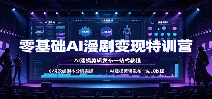 零基础AI漫剧变现特训营：小说改编剧本分镜实操，AI建模剪辑发布一站式教程