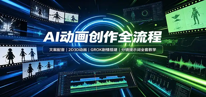 AI动画创作全流程:文案配音,2D3D动画,GROK剧情搭建,分镜提示词全套教学