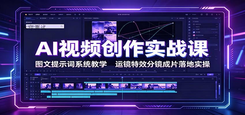 AI视频创作实战课：图文提示词系统教学，运镜特效分镜成片落地实操