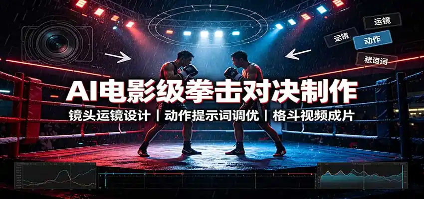 AI电影级拳击对决制作：镜头运镜设计，动作提示词调优，格斗视频成片