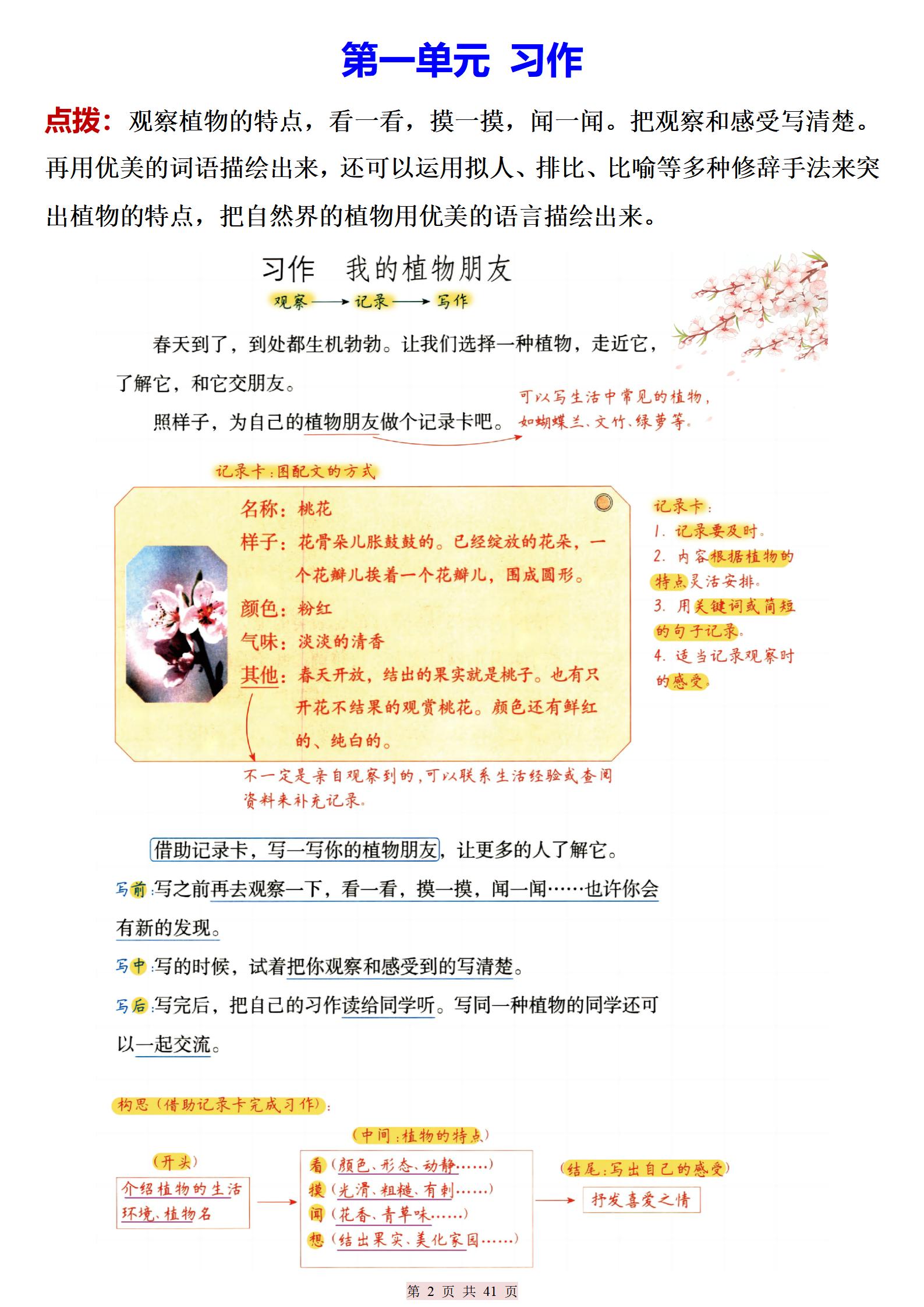 三下语文期末复习习作写作技巧及范文分析(41页)